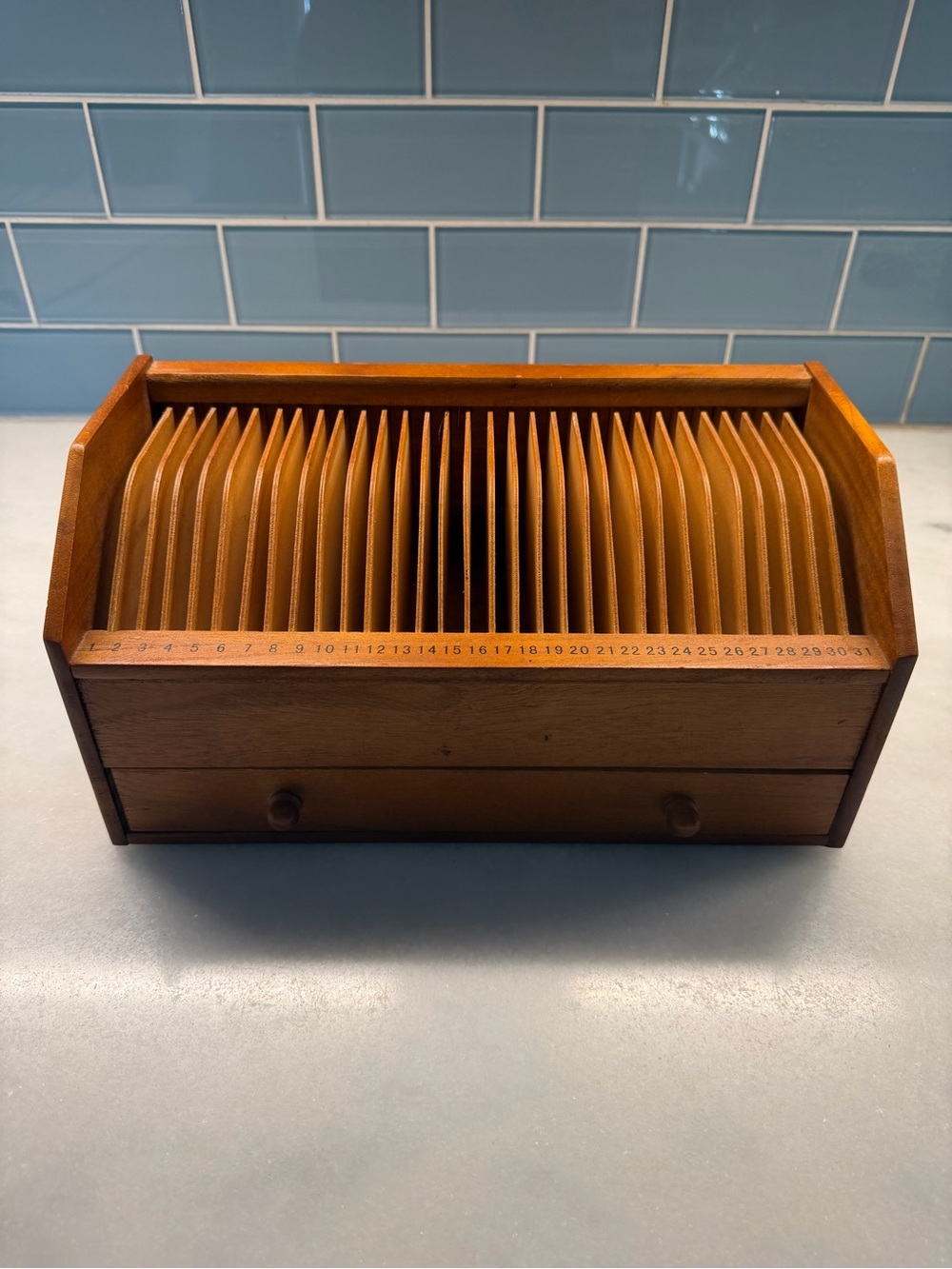 Wooden Card & File Sorter Organizer in Brown